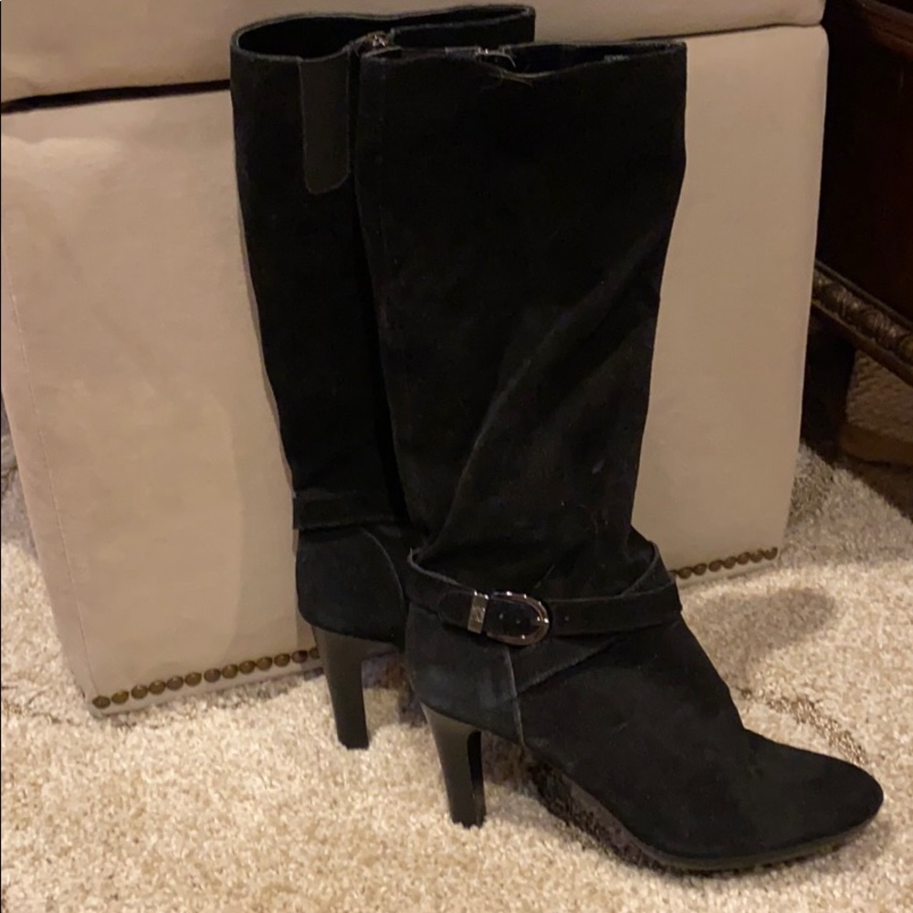 Anne Klein black suede boots
